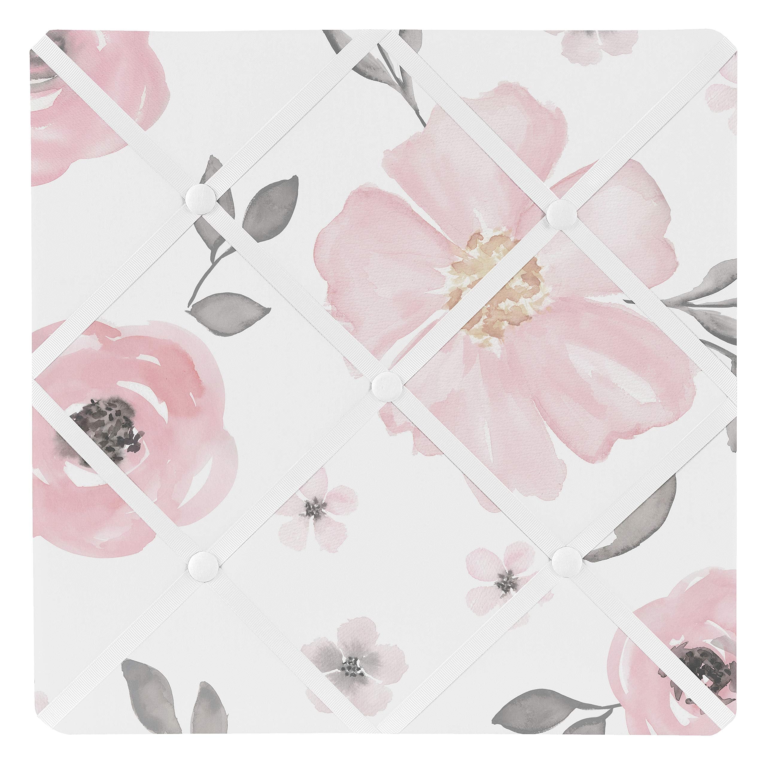 Sweet Jojo Designs fabric memory memo board in pink-grey boho floral for nursery decor