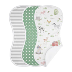 Sweet Jojo Designs burp cloth featuring grey farm animals, ideal for absorbent feeding time.