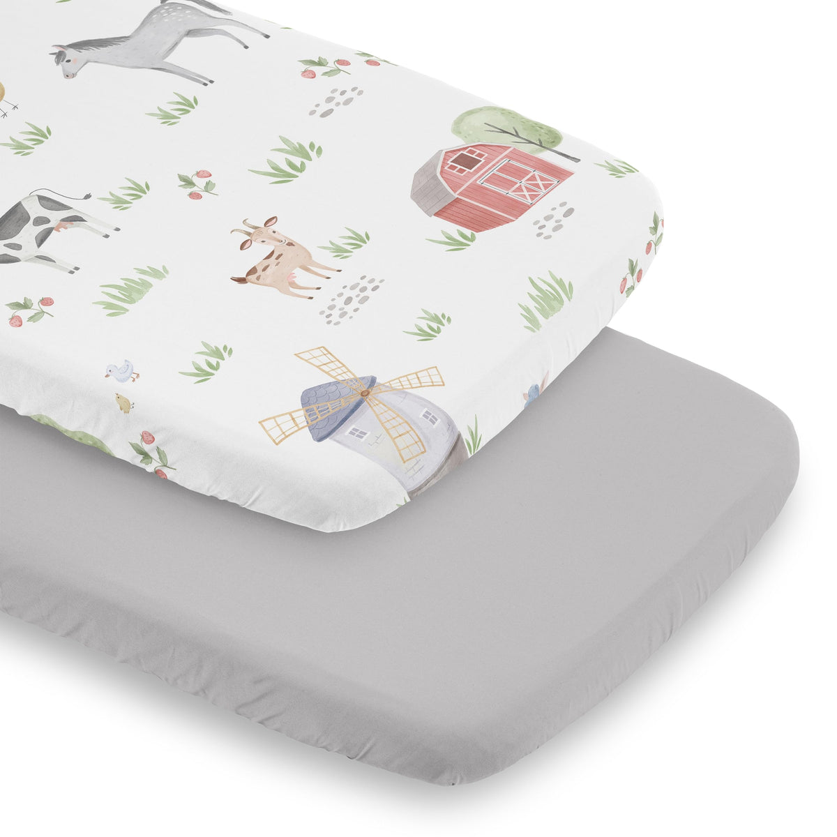 Sweet Jojo Designs bassinet sheet with watercolor cows for cozy newborn naps.