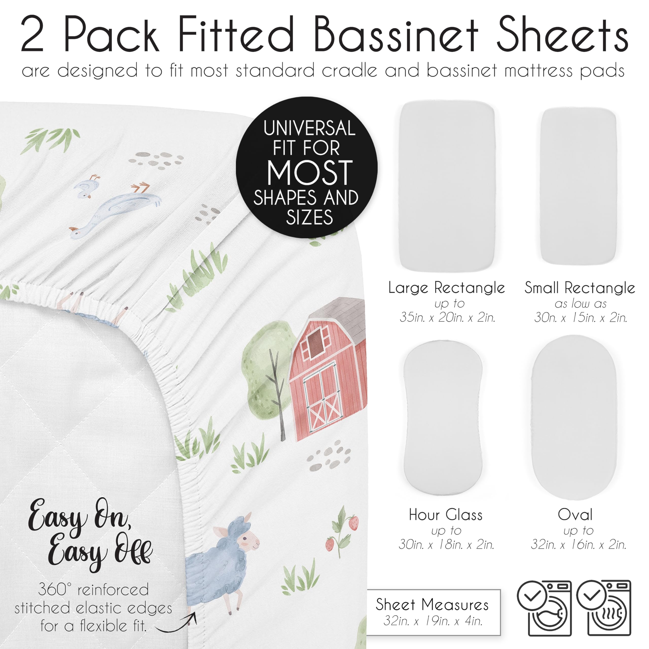Sweet Jojo Designs bassinet sheet with watercolor goats for stylish farm theme.