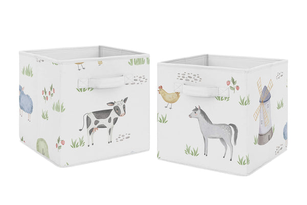 Sweet Jojo Designs farm bins watercolor print for stylish toy organization.