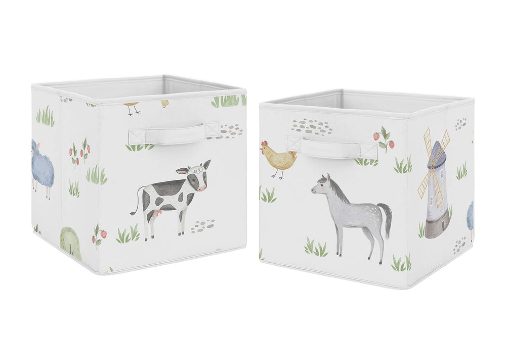 Sweet Jojo Designs farm bins watercolor print for stylish toy organization.
