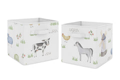 Sweet Jojo Designs farm bins watercolor print for stylish toy organization.