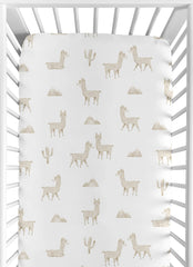 Sweet Jojo Designs fitted crib sheet with boho llama print for snug sleep