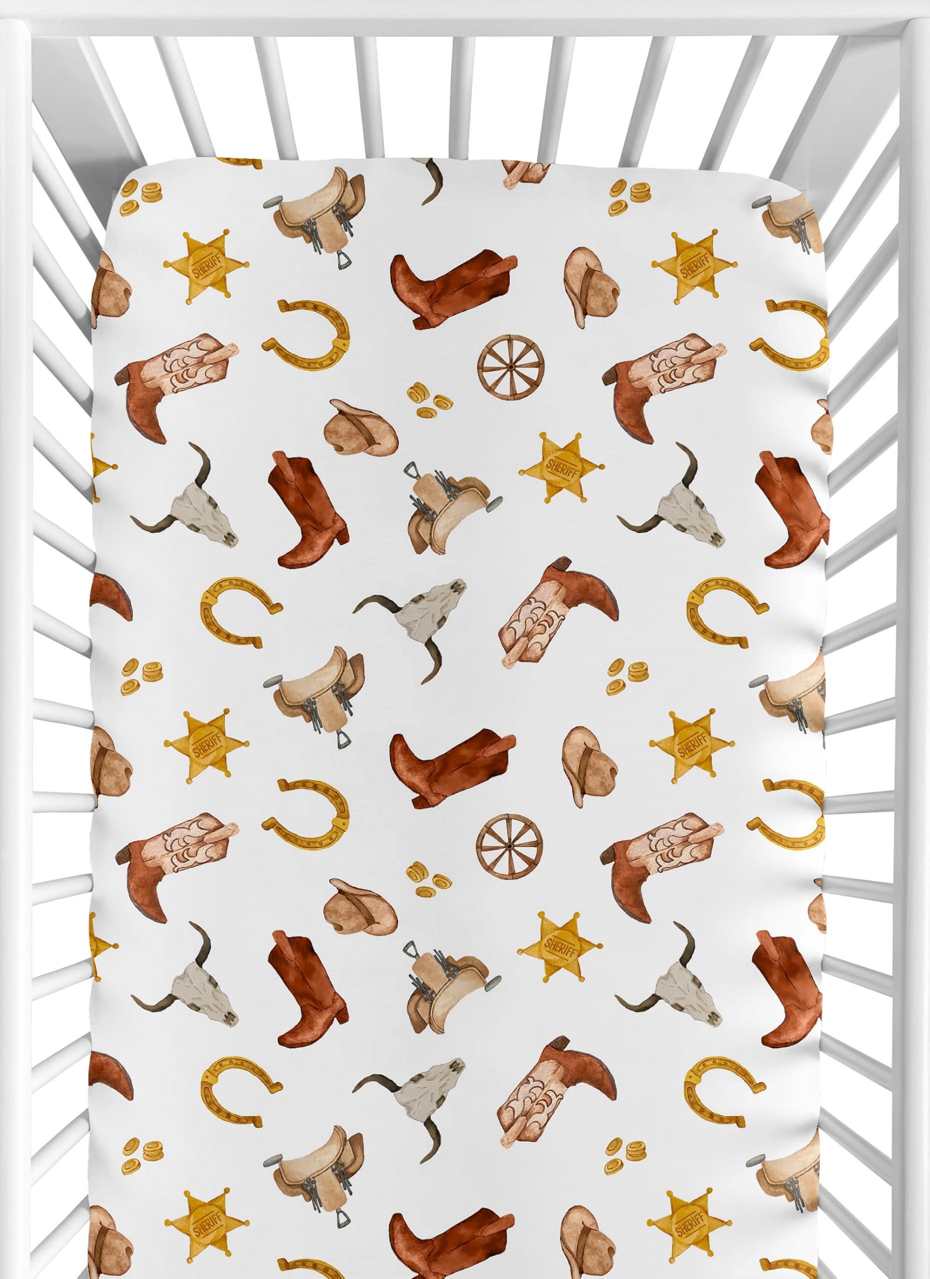 Sweet Jojo Designs fitted crib sheet in boho western pattern for a cozy nursery.