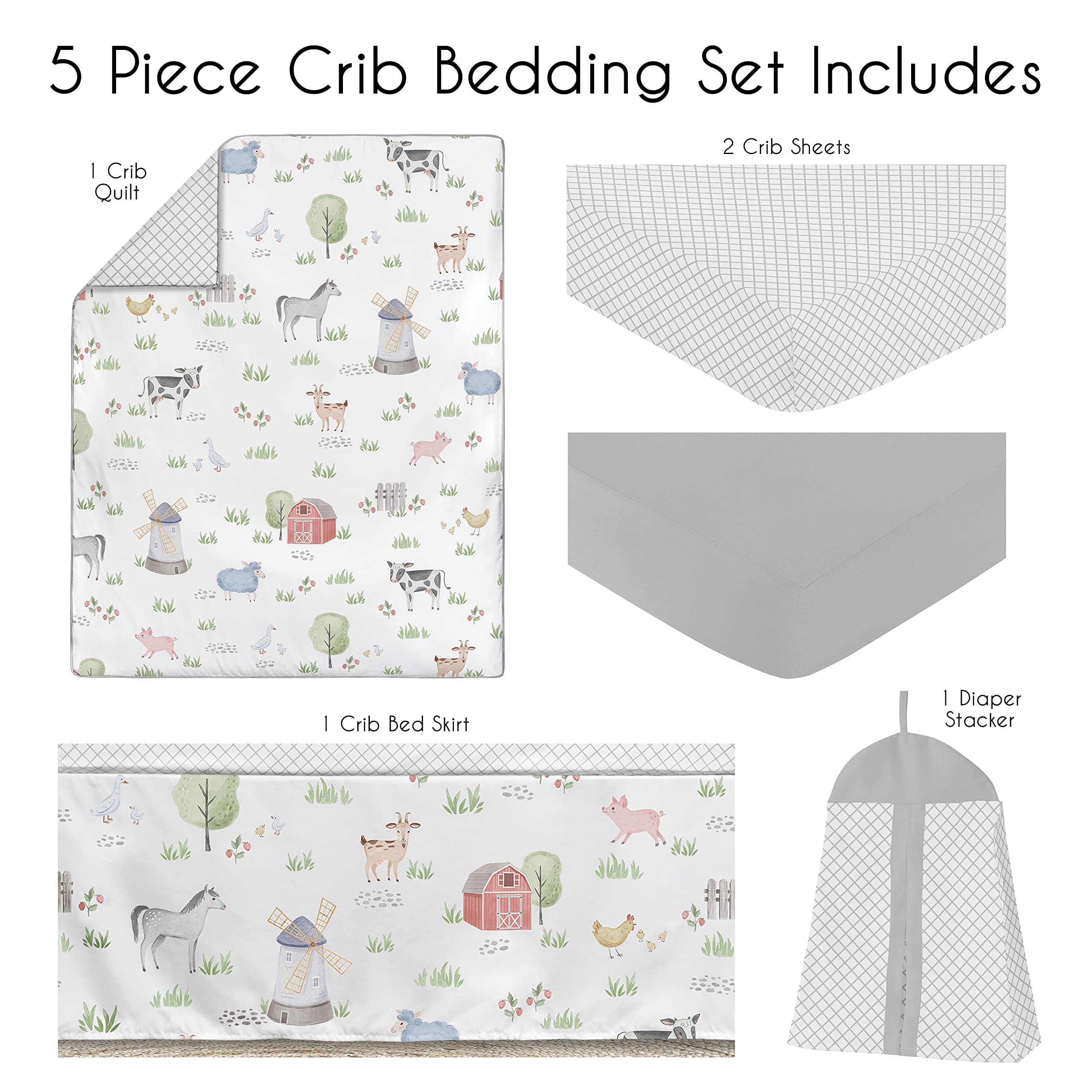 Sweet Jojo Designs fitted crib sheet pair provides snug fit and easy care.