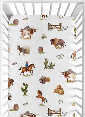 Sweet Jojo Designs fitted crib sheet with western cowboy print for a playful boy's nursery.