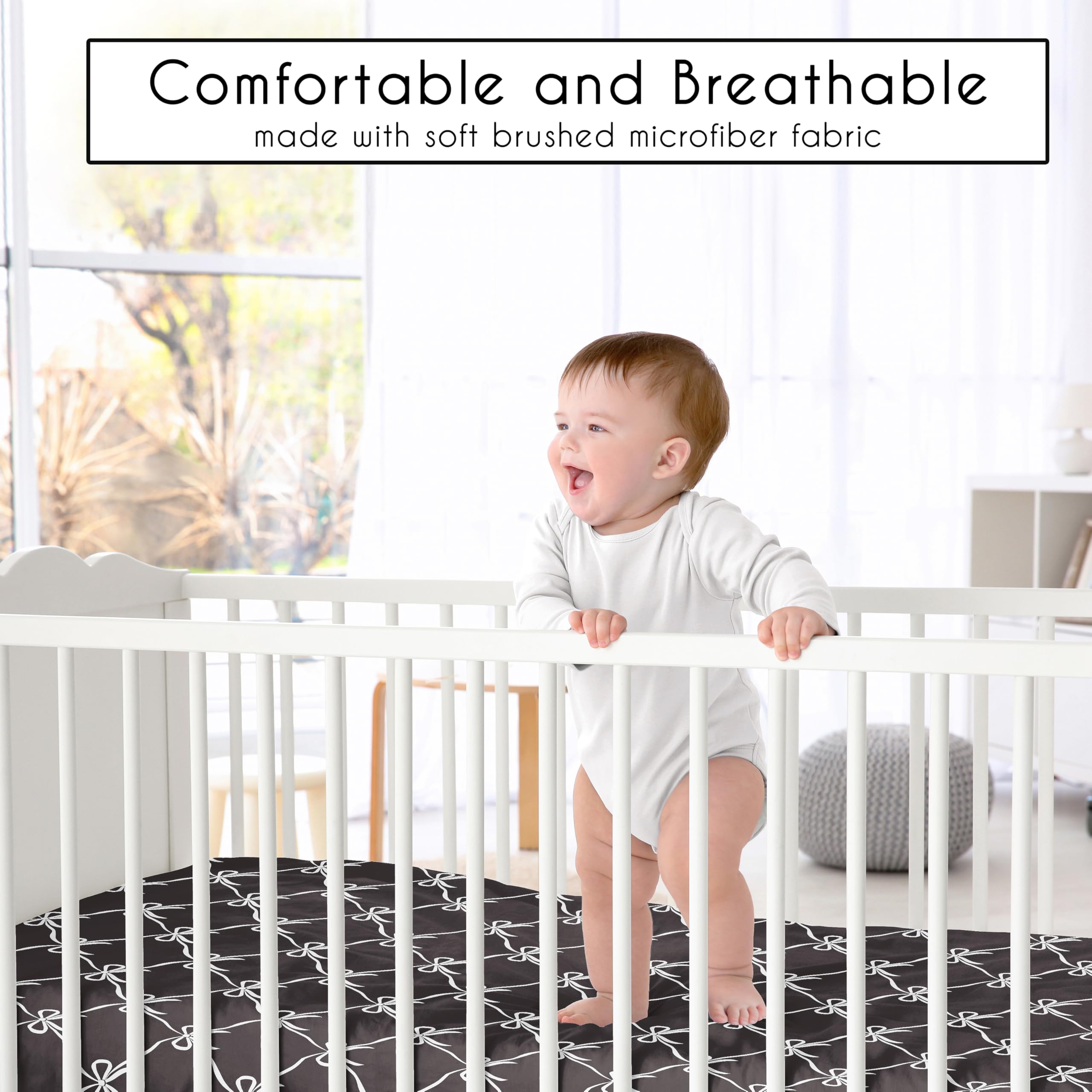 Elastic edge ensures a snug fit on standard cribs for worry-free naps.