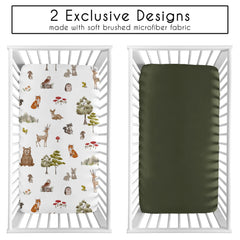 Sweet Jojo Designs bear print crib sheet enhances neutral woodland nursery