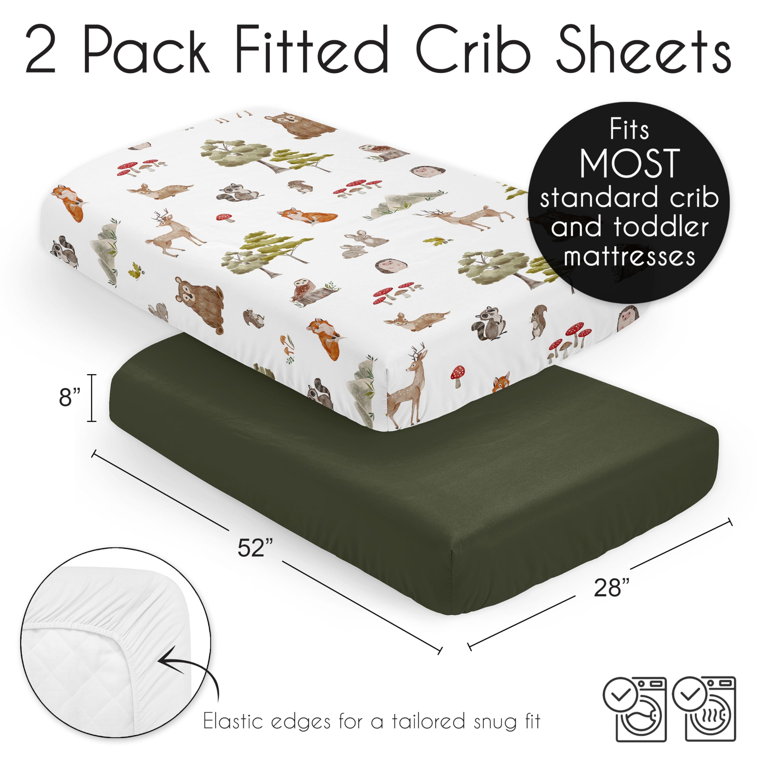 Sweet Jojo Designs hedgehog print crib sheet fits forest-themed nurseries