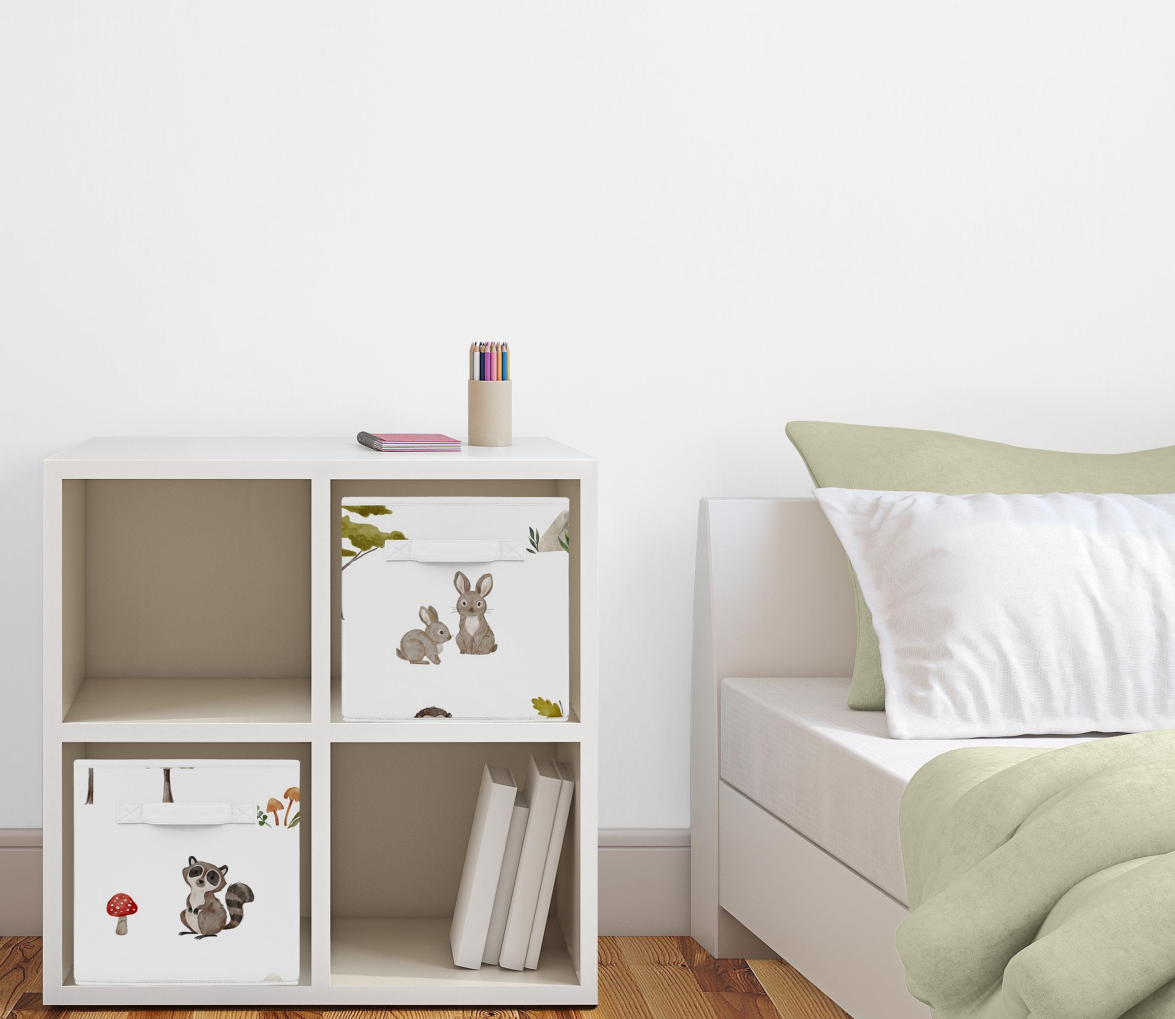 Sweet Jojo Designs fox watercolor print cube for clutter-free shelves