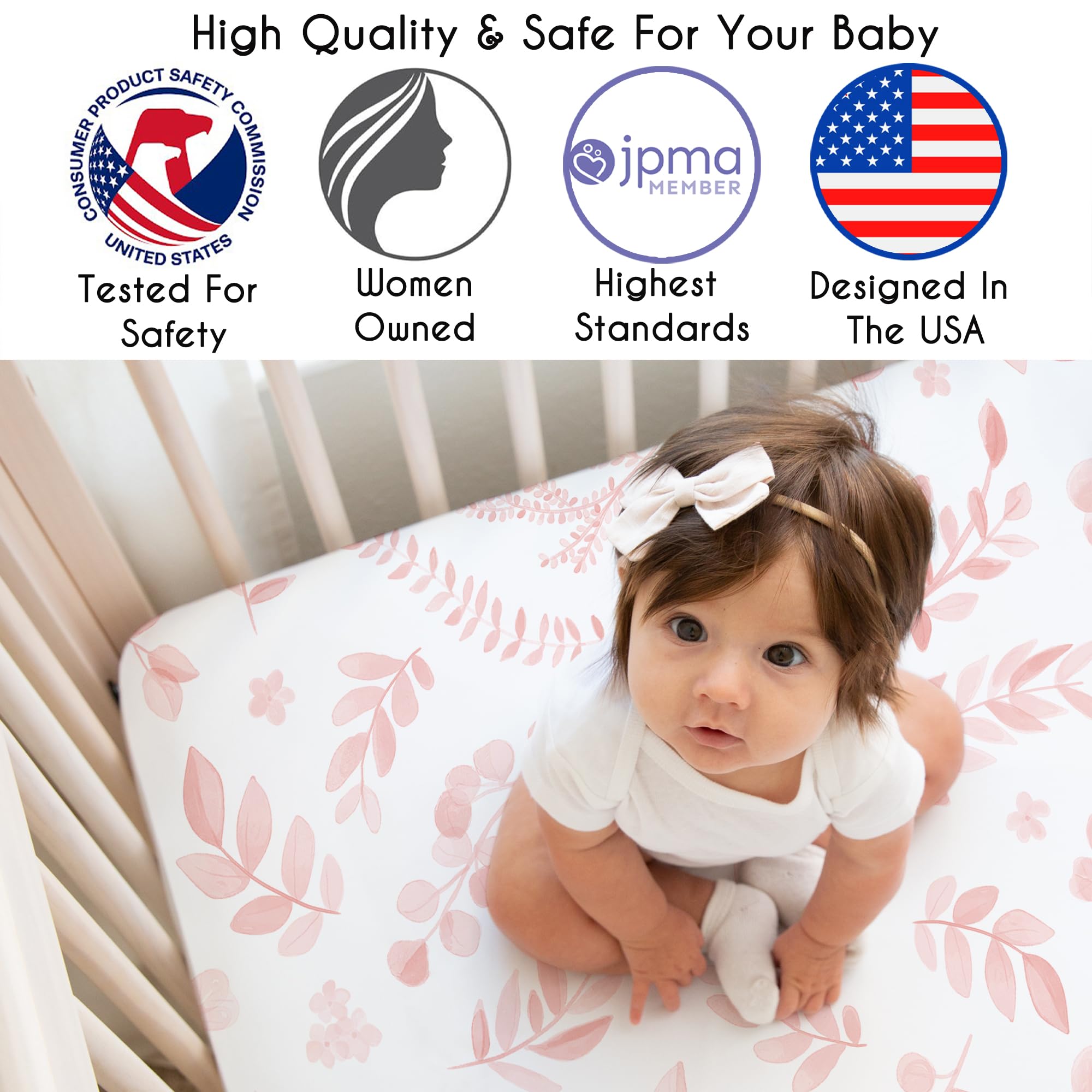 Sweet Jojo Designs garden floral sleep sheet enhances nursery style and durability.