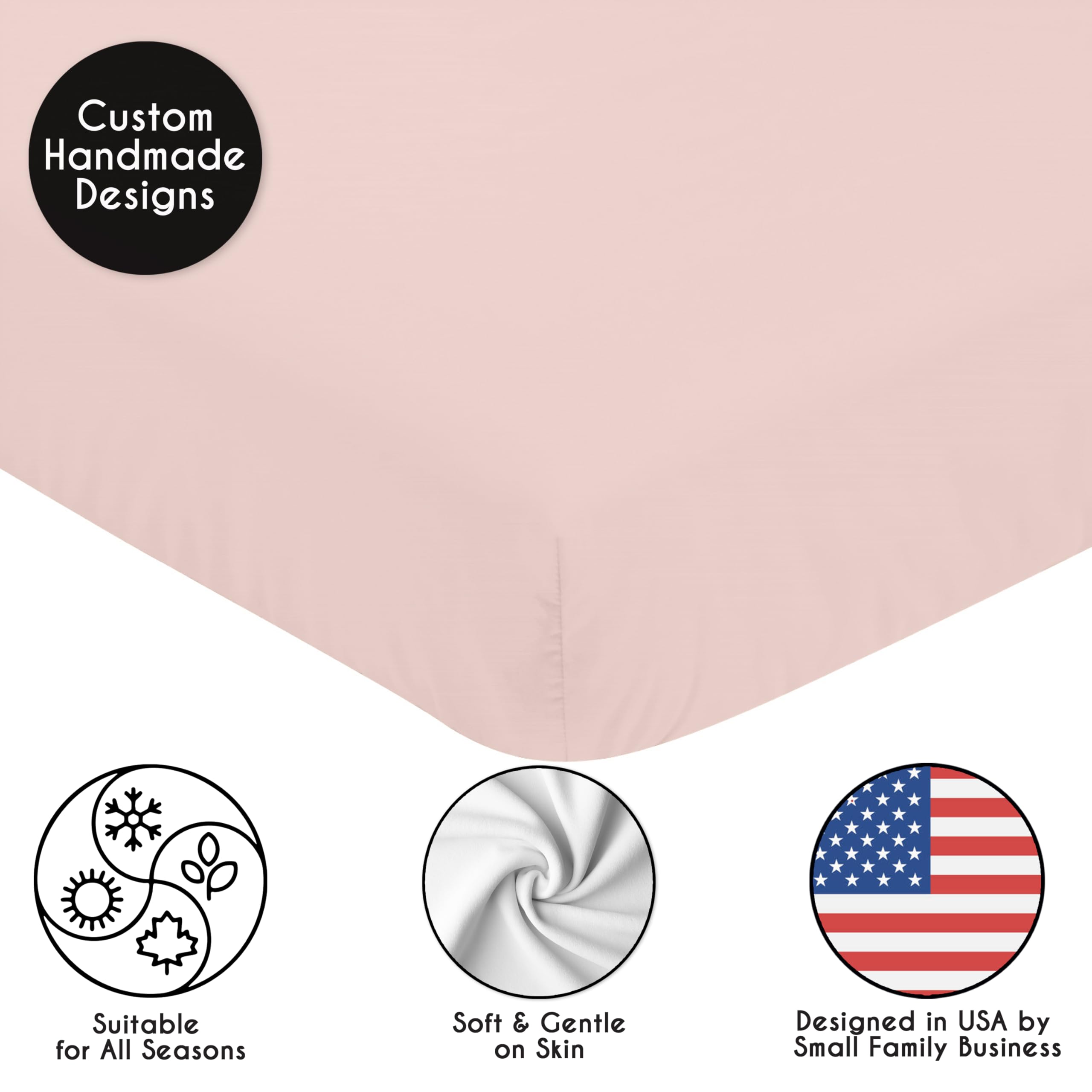 Gift-ready packaging makes this pink crib sheet a thoughtful baby shower present.