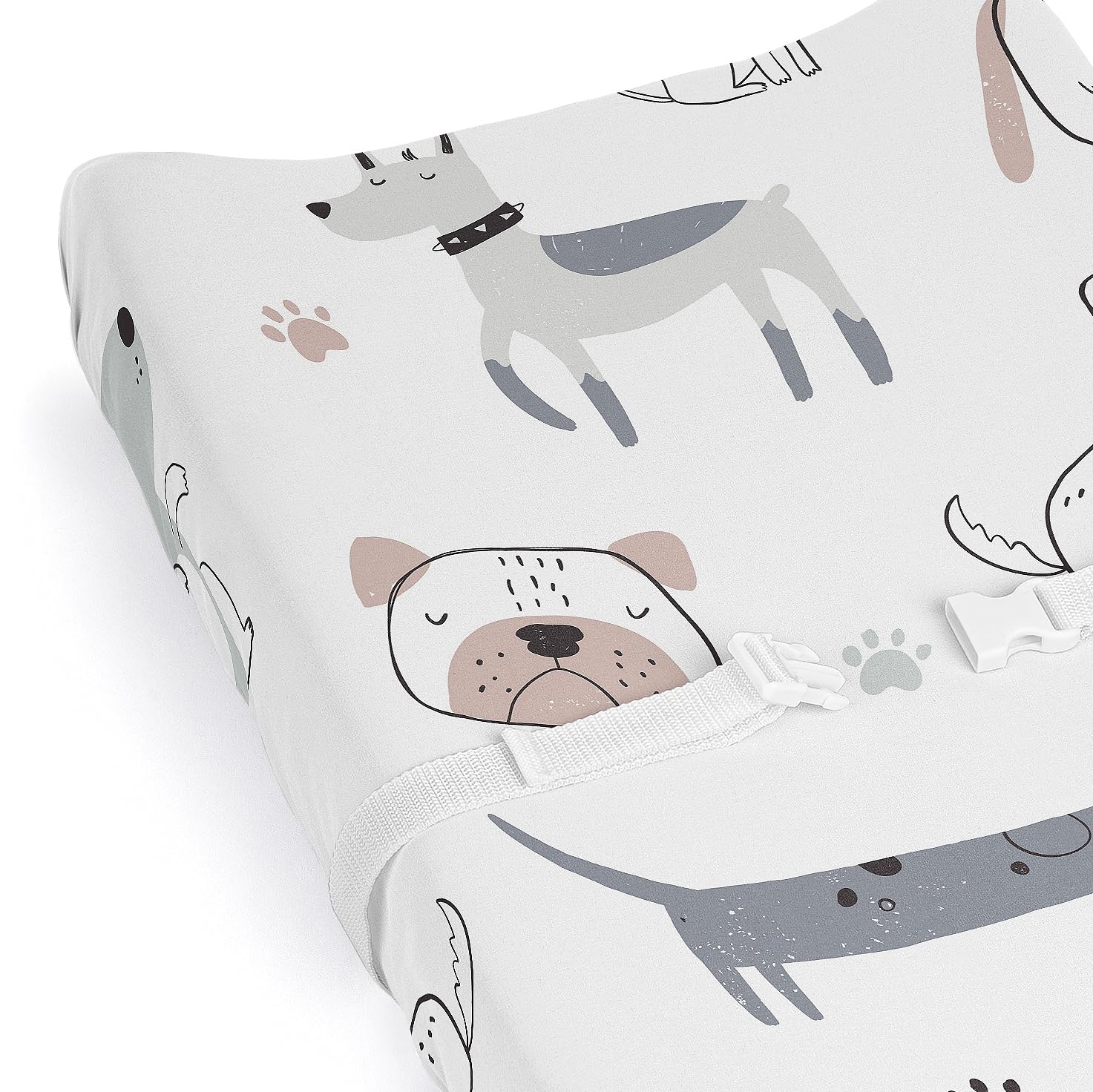 Sweet Jojo Designs gray taupe blue cover fits most changing pads with elastic edges