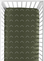 Sweet Jojo Designs green white boho arrow crib sheet with snug fit for standard cribs.