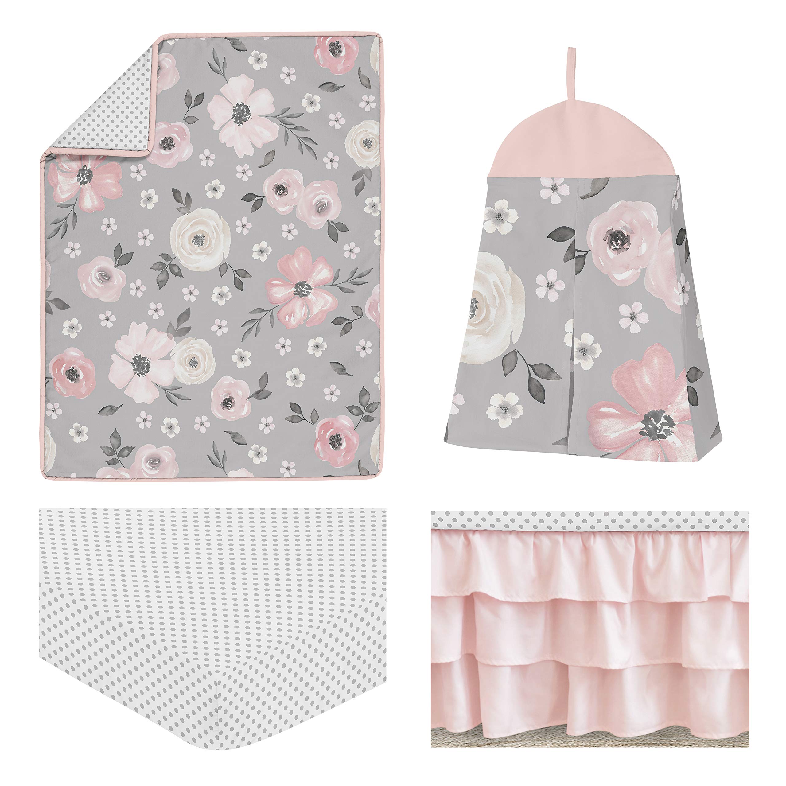 Sweet Jojo Designs grey watercolor floral crib sheet, soft brushed microfiber for comfortable sleep