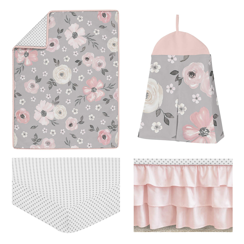 Sweet Jojo Designs grey watercolor floral crib sheet, soft brushed microfiber for comfortable sleep