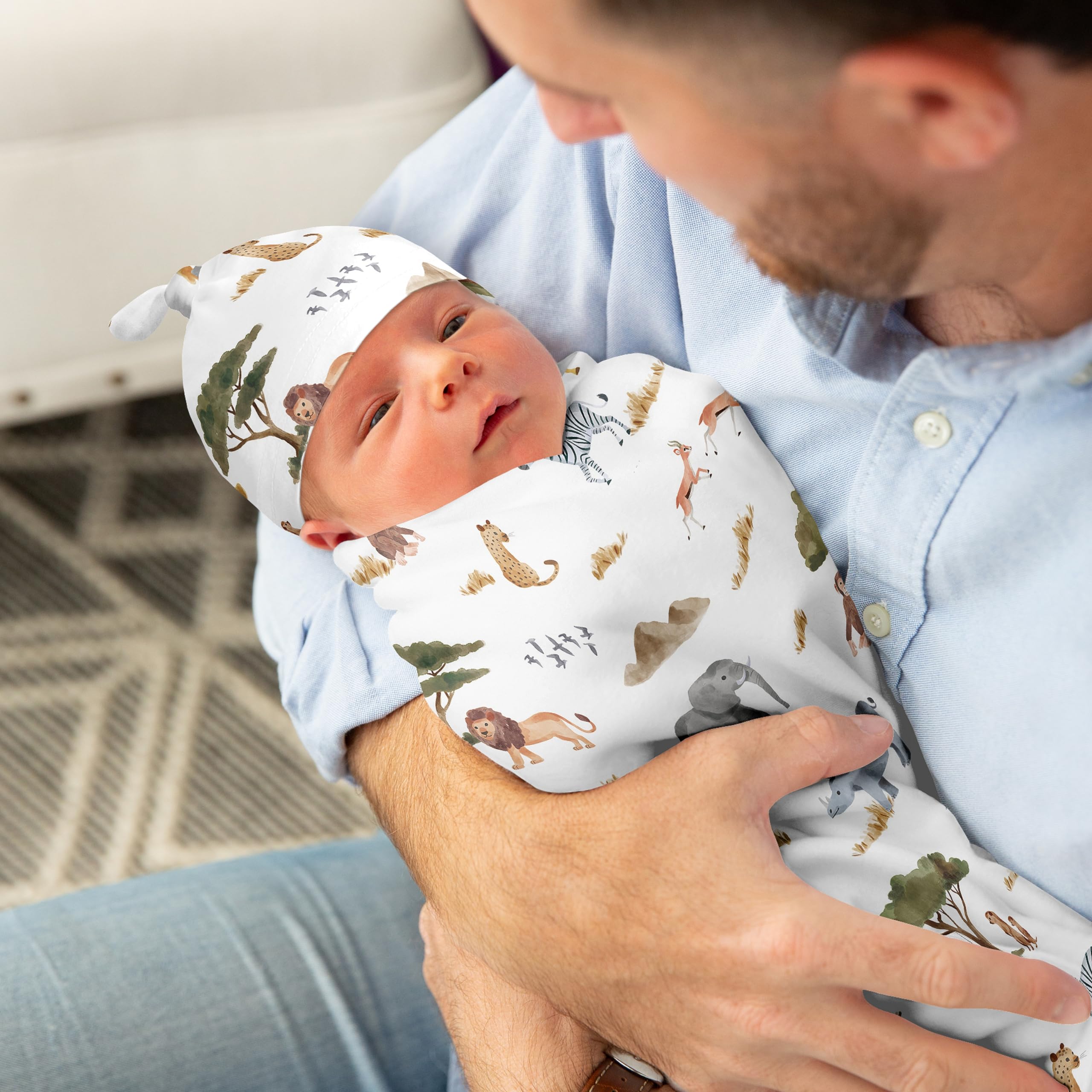 Soft jersey knit fabric with safari print for baby wear