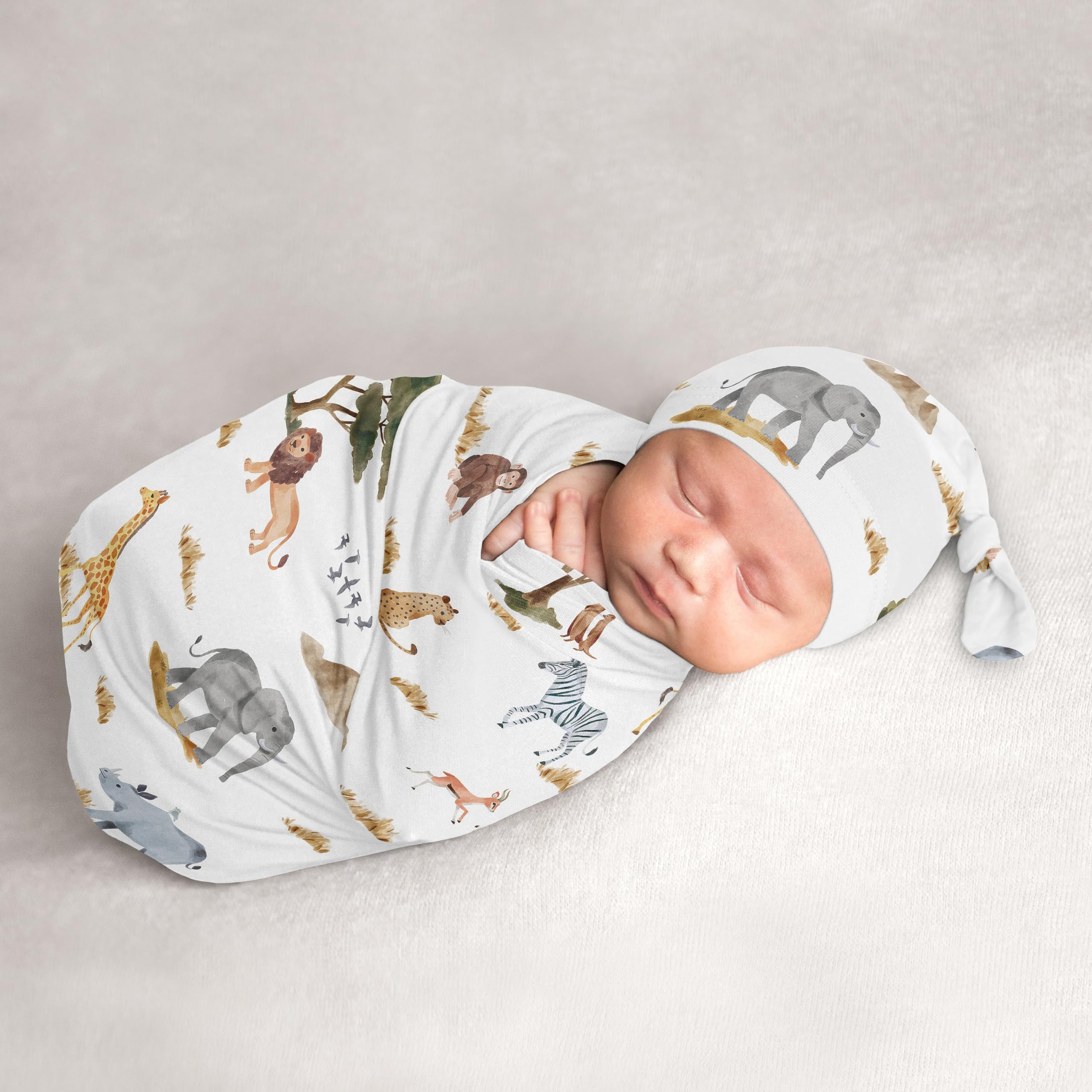 Sweet Jojo Designs jungle animals cocoon swaddle for newborn snug comfort