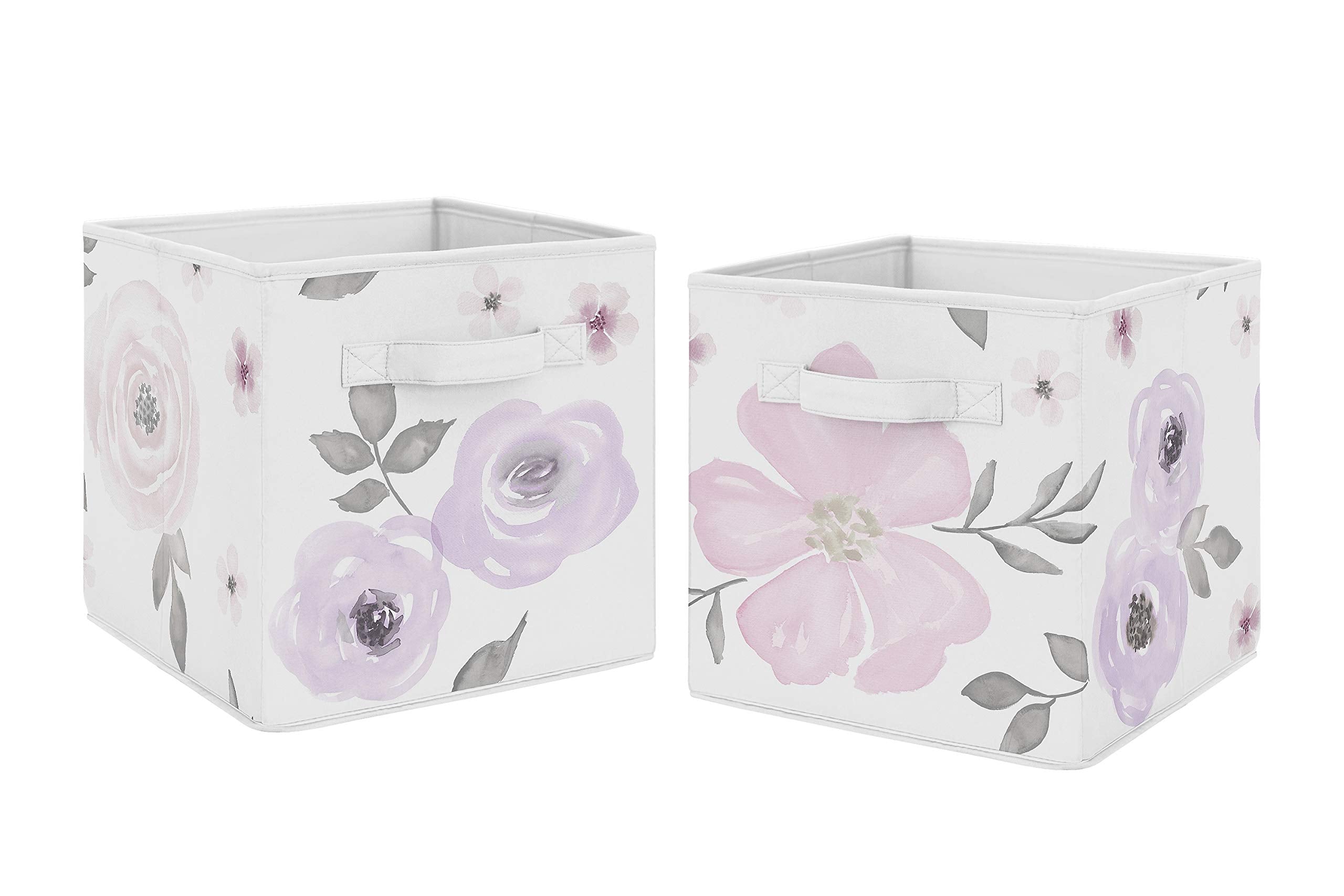Sweet Jojo Designs lavender floral storage bin rose set of two keeps clutter organized in cubes