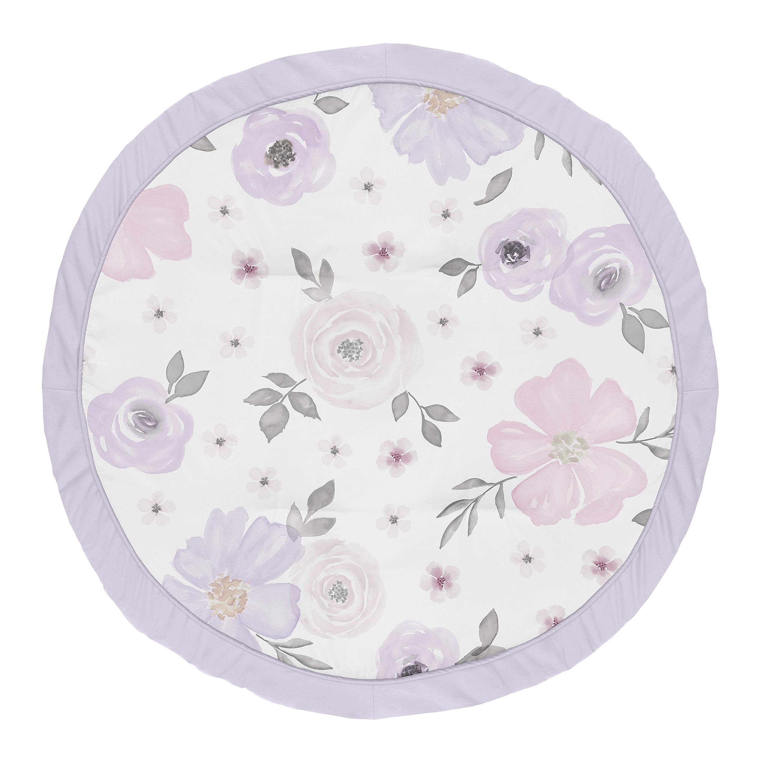 Sweet Jojo Designs lavender round playmat for tummy time with floral print