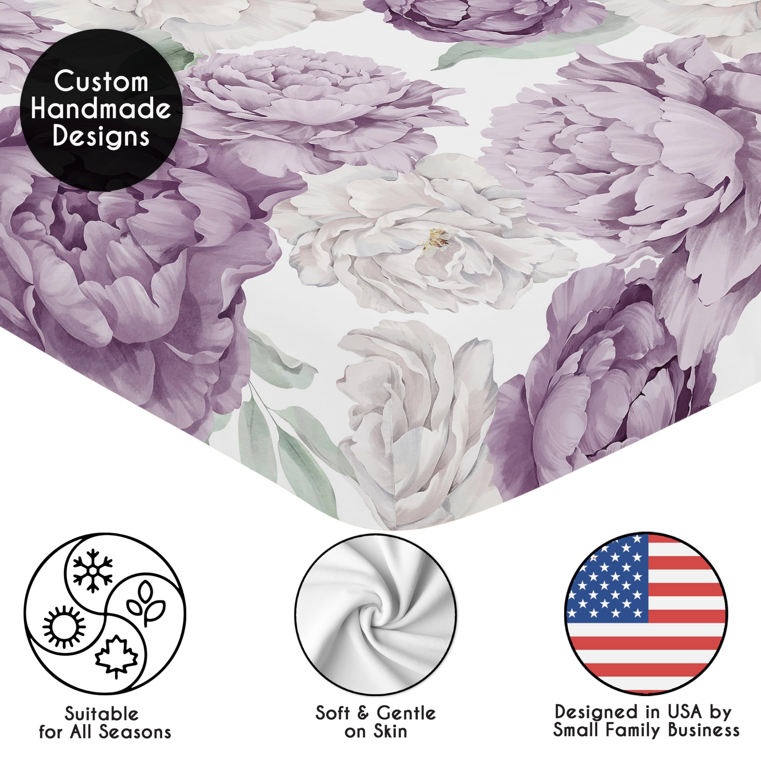 Sweet Jojo Designs lavender-toned crib sheet enhances calm nursery ambience
