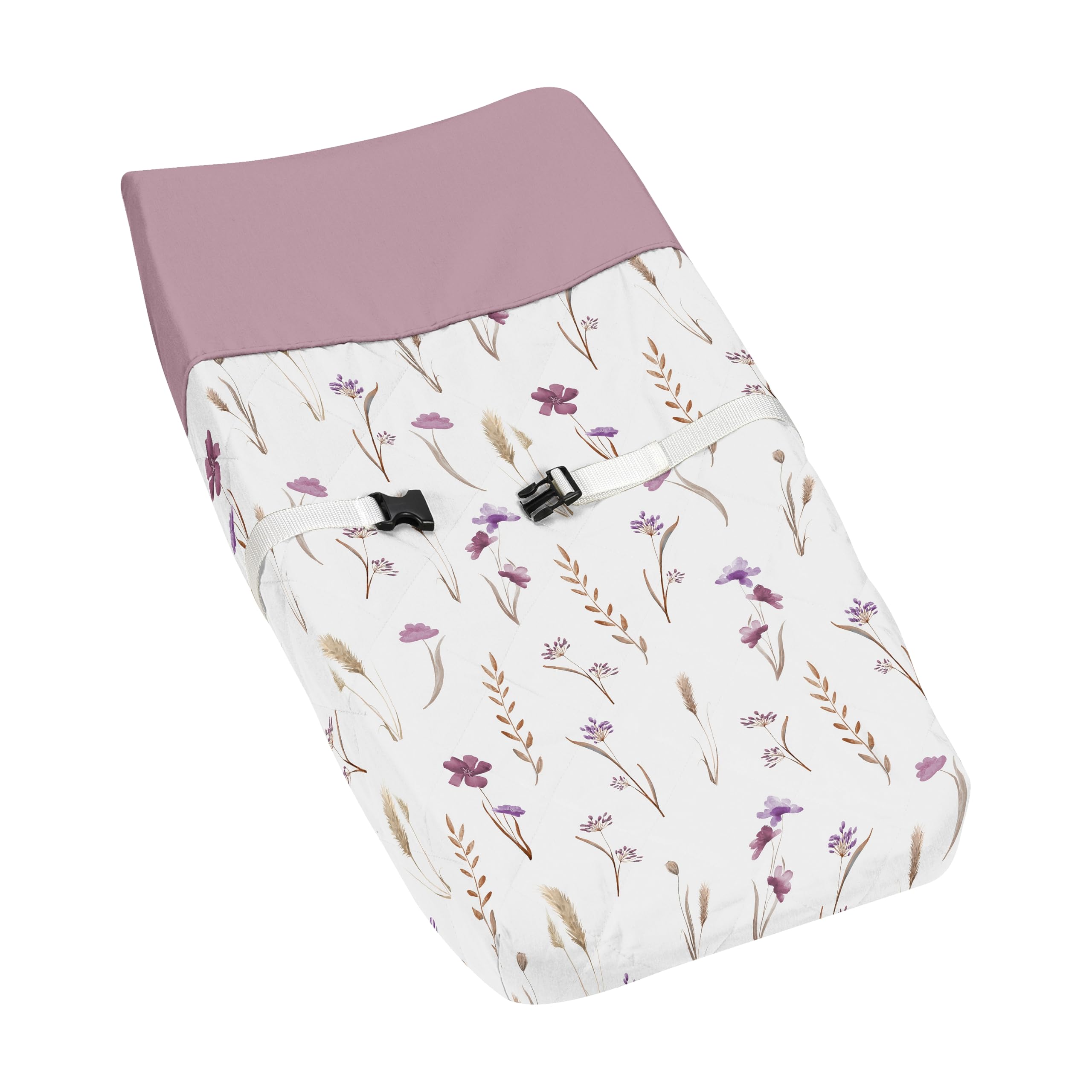 Sweet Jojo Designs lavender watercolor boho floral changing pad cover fits securely.