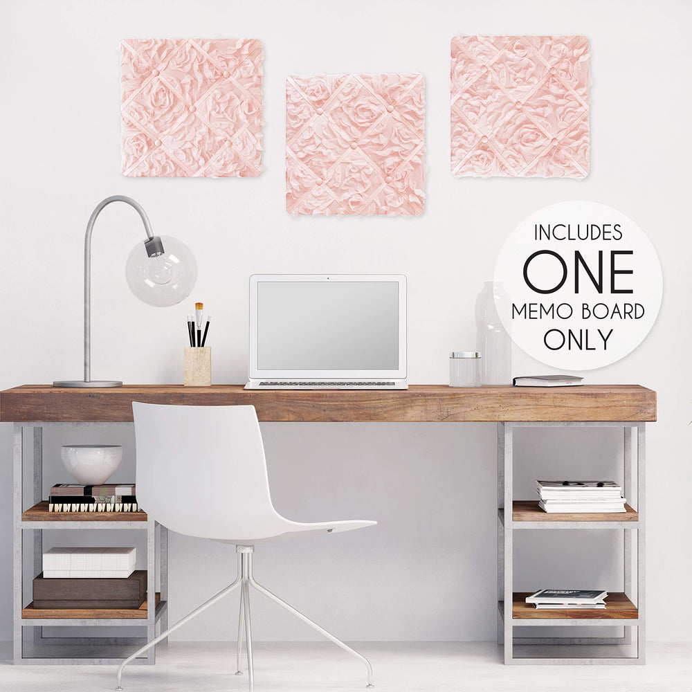 Sweet Jojo Designs light blush rose fabric board with decorative ribbon, perfect for memos