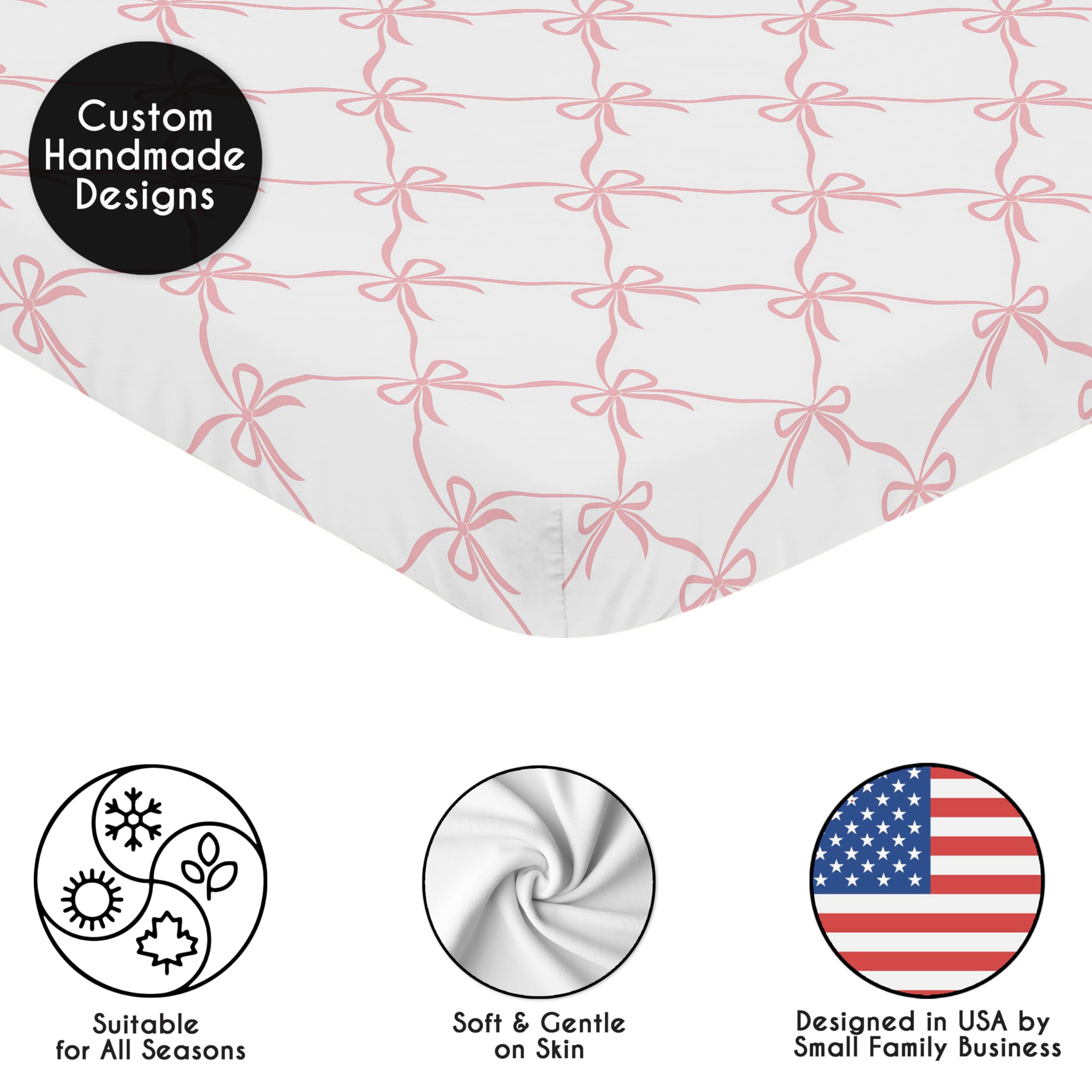 Sweet Jojo Designs mini-crib-sheet-elastic-edge, snug fit on compact cribs and play yards.