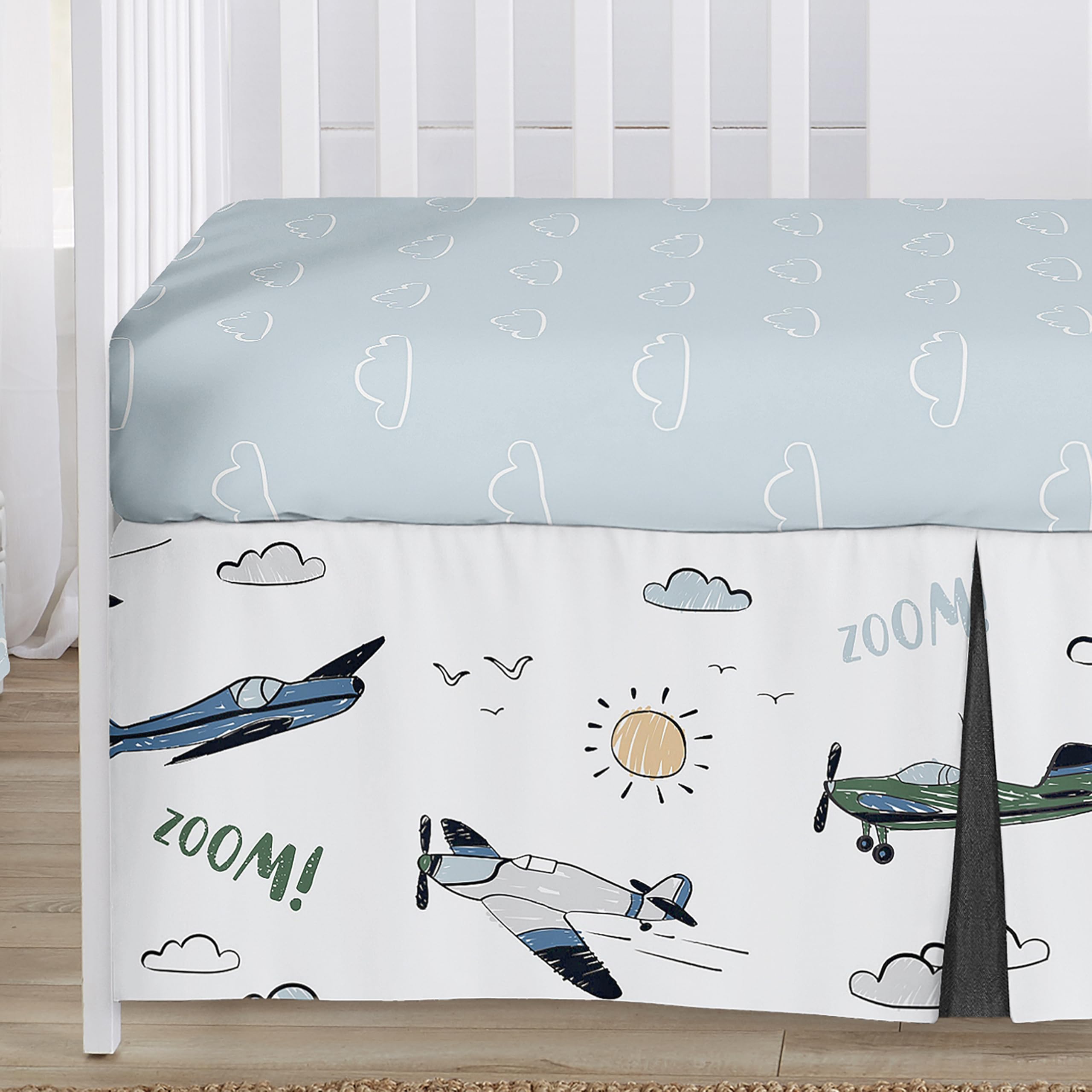 Sweet Jojo Designs aviation-themed nursery setup concept for easy styling