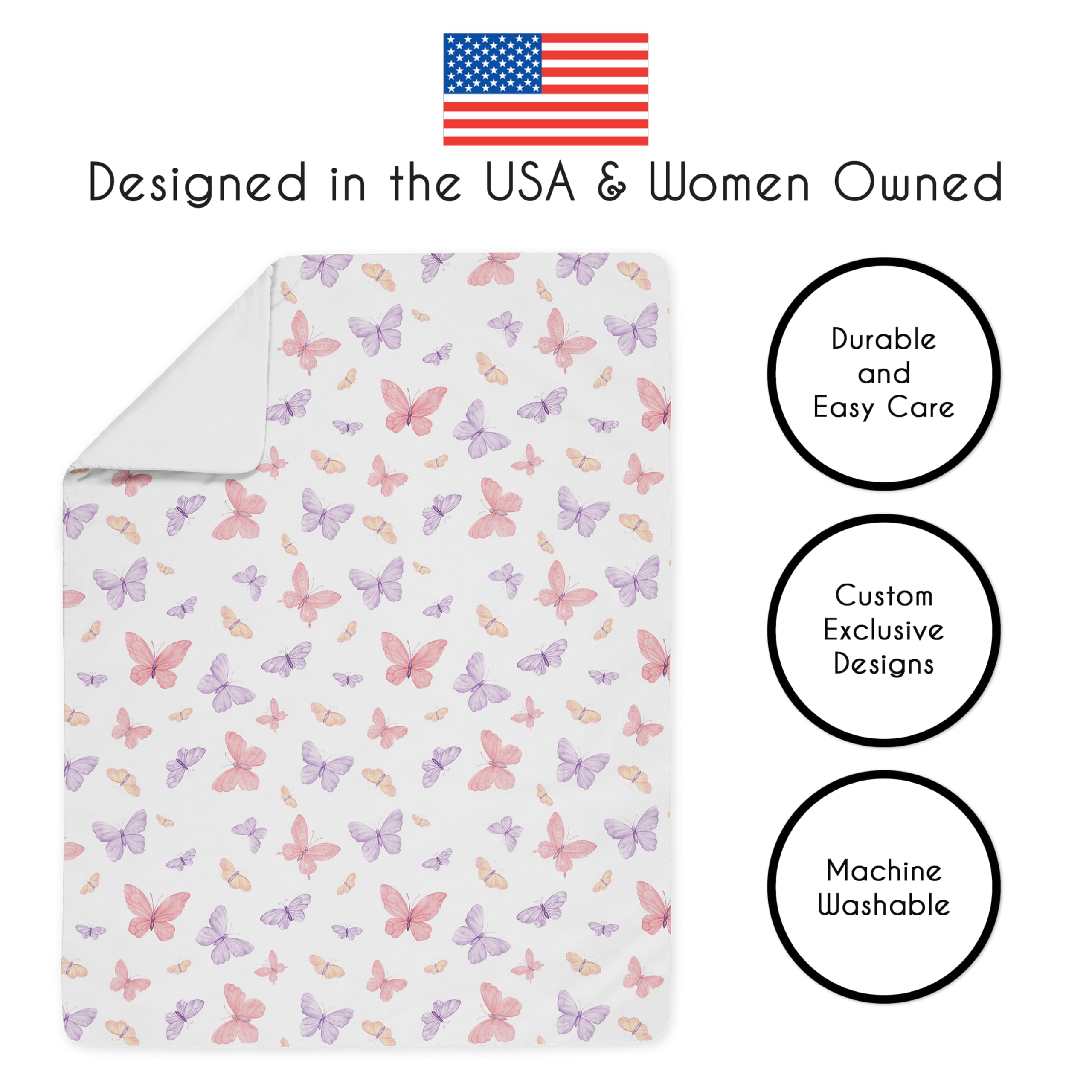 Sweet Jojo Designs pastel butterfly flat sheet easy care