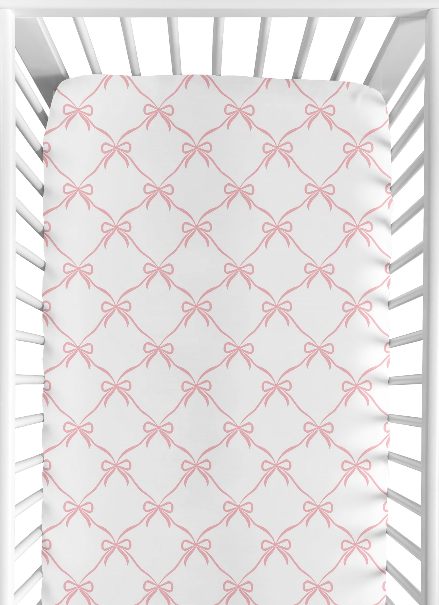 Sweet Jojo Designs pink bows fitted crib sheet; snug, soft sleep surface