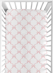Sweet Jojo Designs pink bows fitted crib sheet; snug, soft sleep surface