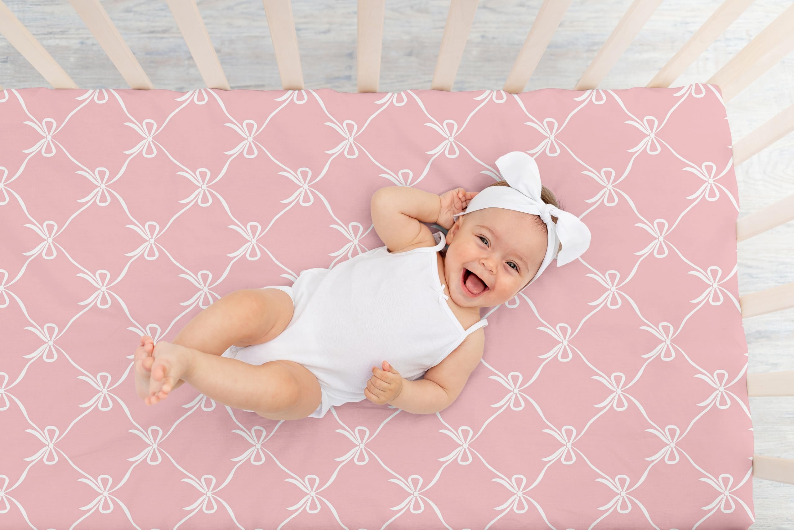 Sweet Jojo Designs pink bows gift idea, perfect baby shower present for new parents.