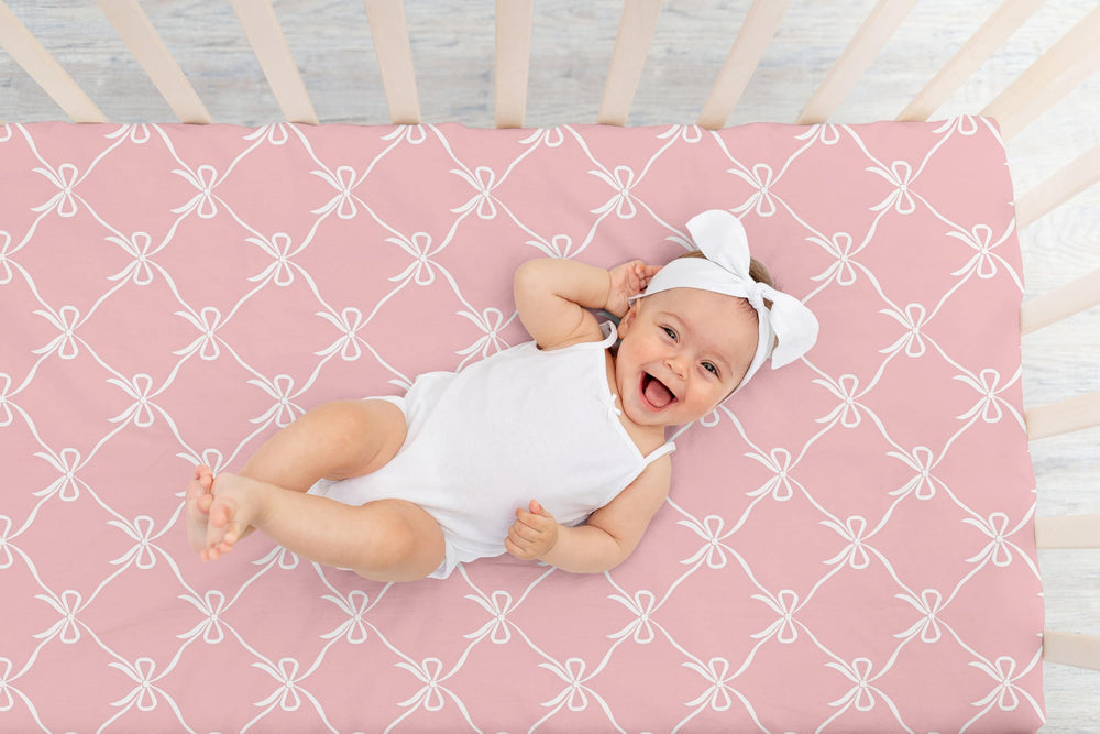 Sweet Jojo Designs pink bows gift idea, perfect baby shower present for new parents.