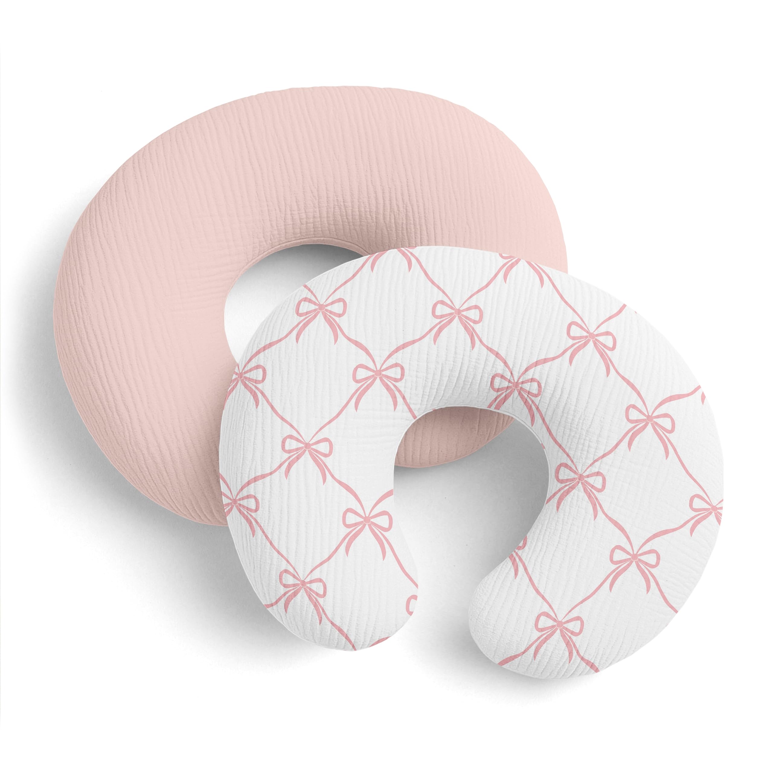 Sweet Jojo Designs pink bows muslin cover front view, gentle for sensitive baby skin