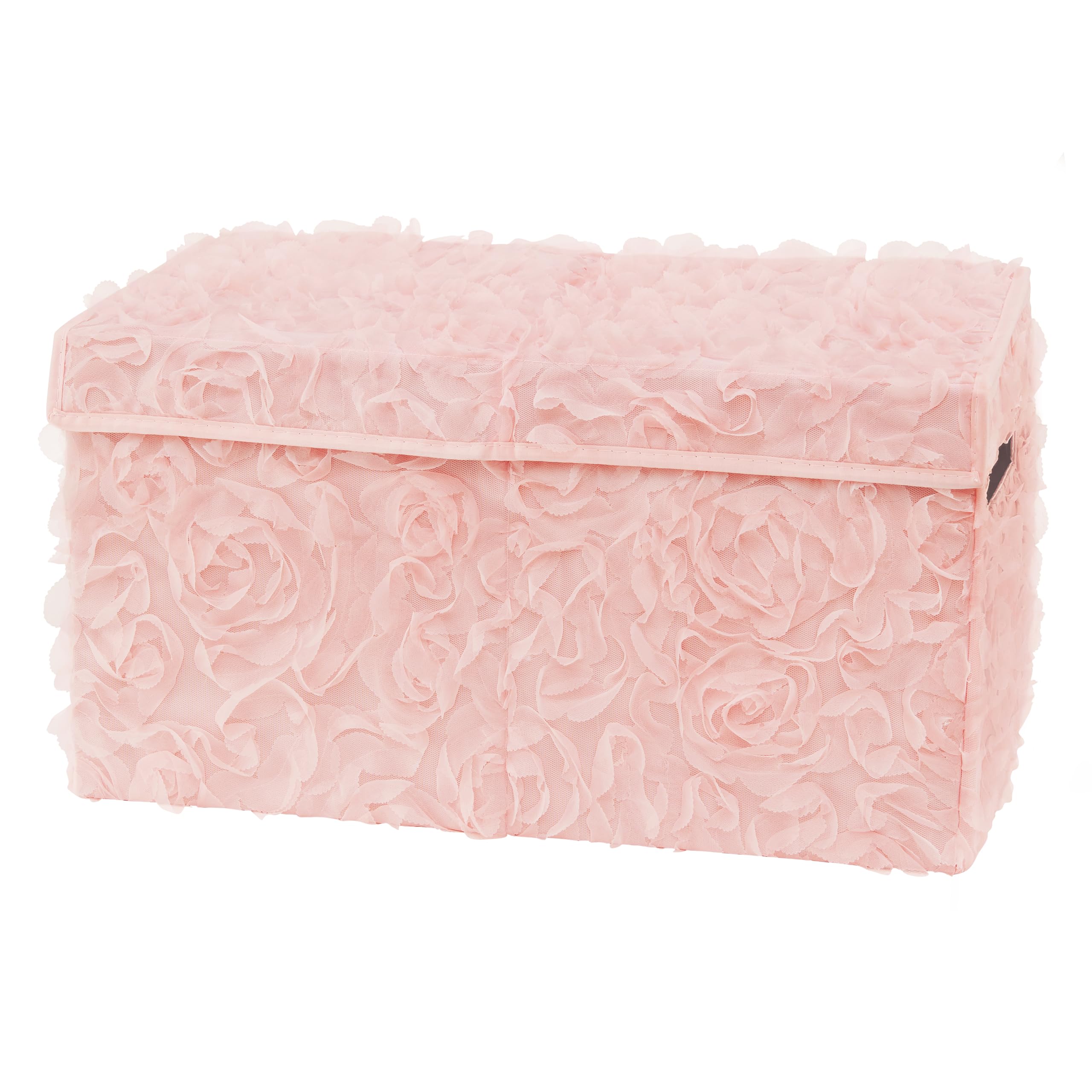 Sweet Jojo Designs pink floral toy bin front view for tidy toy storage.