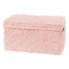 Sweet Jojo Designs pink floral toy bin front view for tidy toy storage.