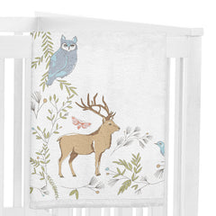 Sweet Jojo Designs plush fleece woodland print backdrop for cozy newborn sessions