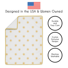 Sweet Jojo Designs reversible blanket shows contrast against white