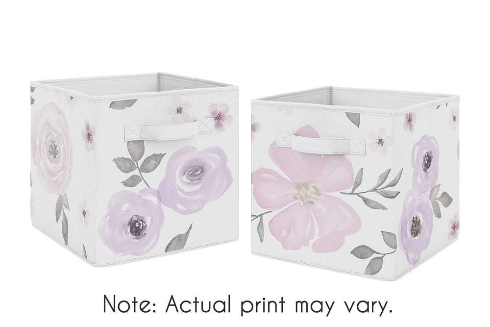 Sweet Jojo Designs rose-bin grey-purple print adds soft storage to a room