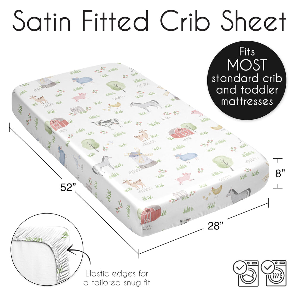 Sweet Jojo Designs satin crib sheet with secure elastic bottom for snug fit