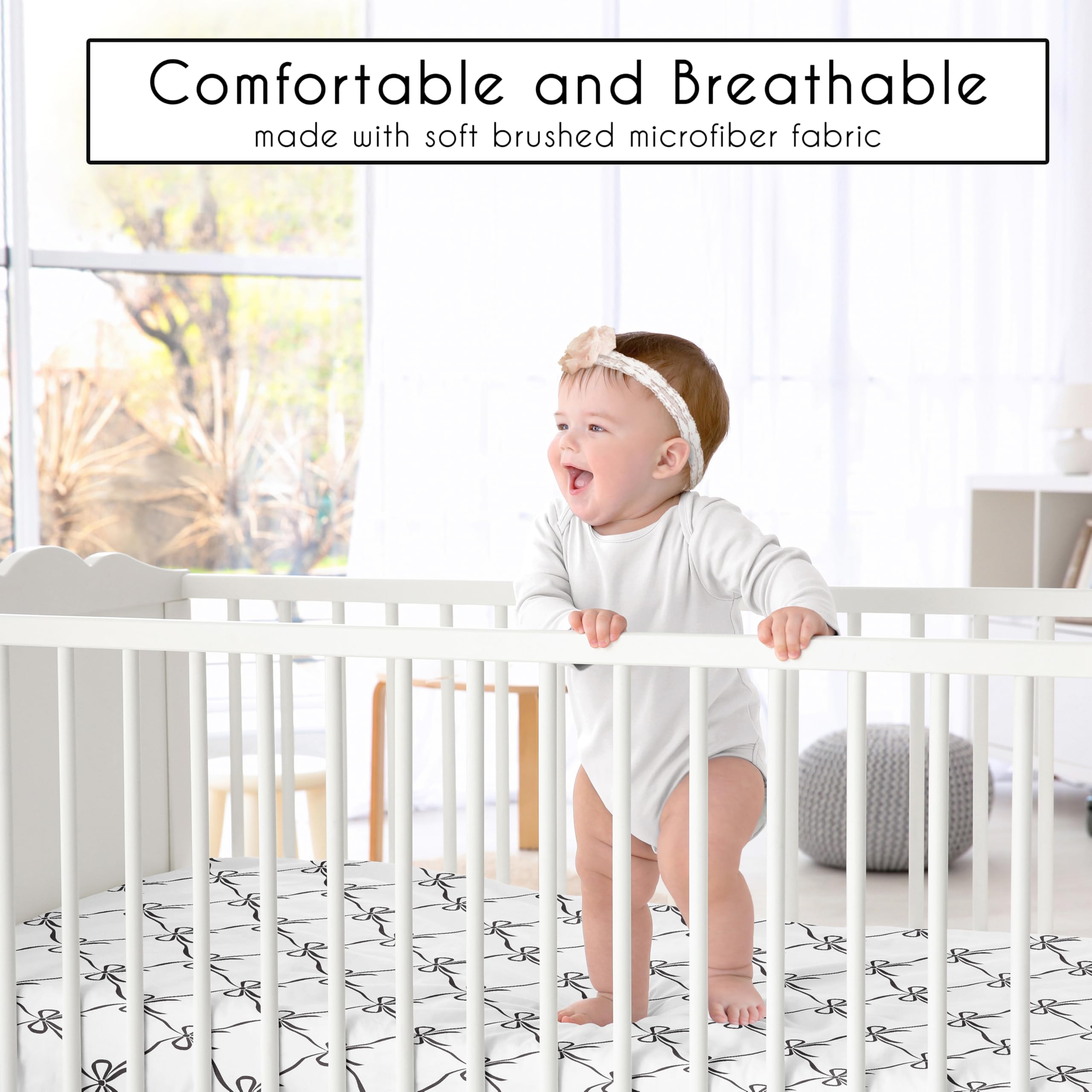 Sweet Jojo Designs crib sheet with elastic edge ensures secure changes