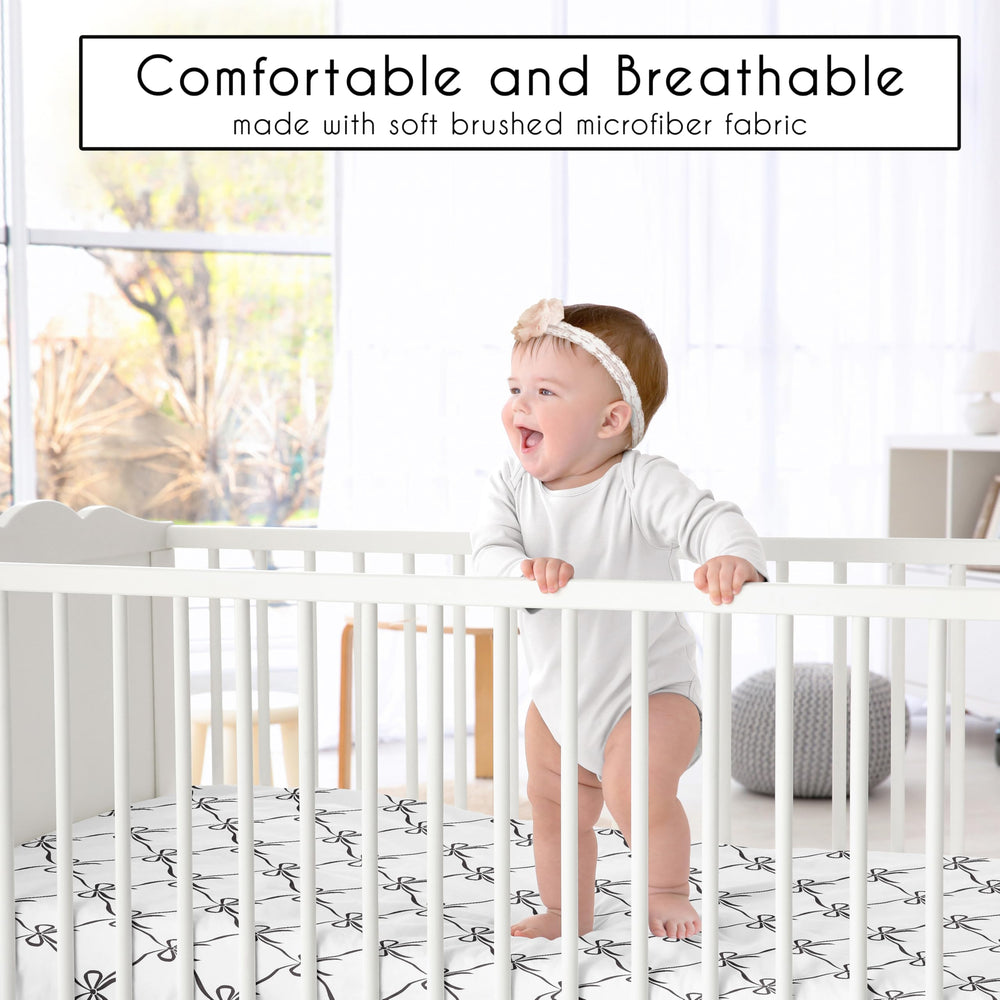Sweet Jojo Designs crib sheet with elastic edge ensures secure changes