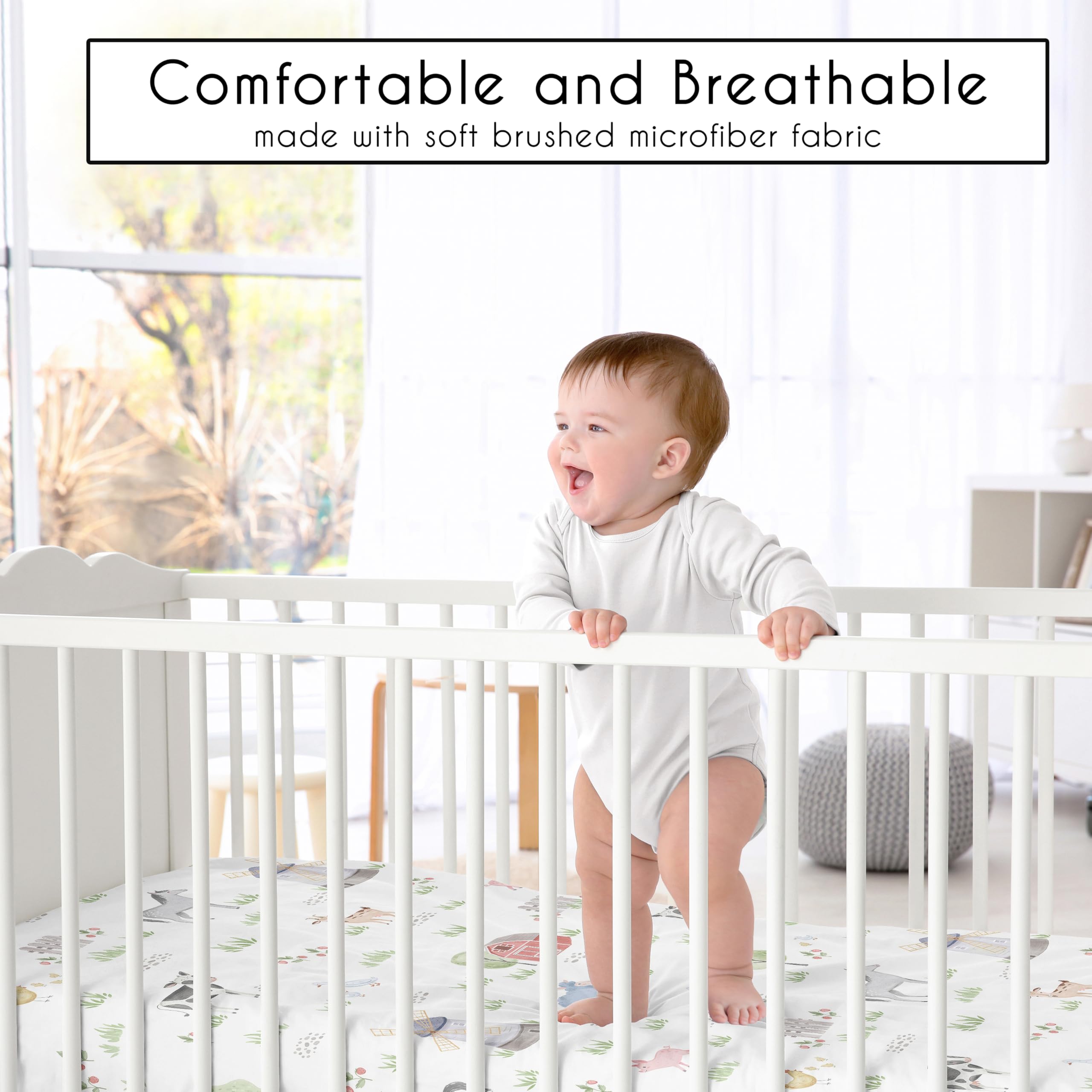 Sweet Jojo Designs snug-fit crib sheet with elastic edge for secure bedding.
