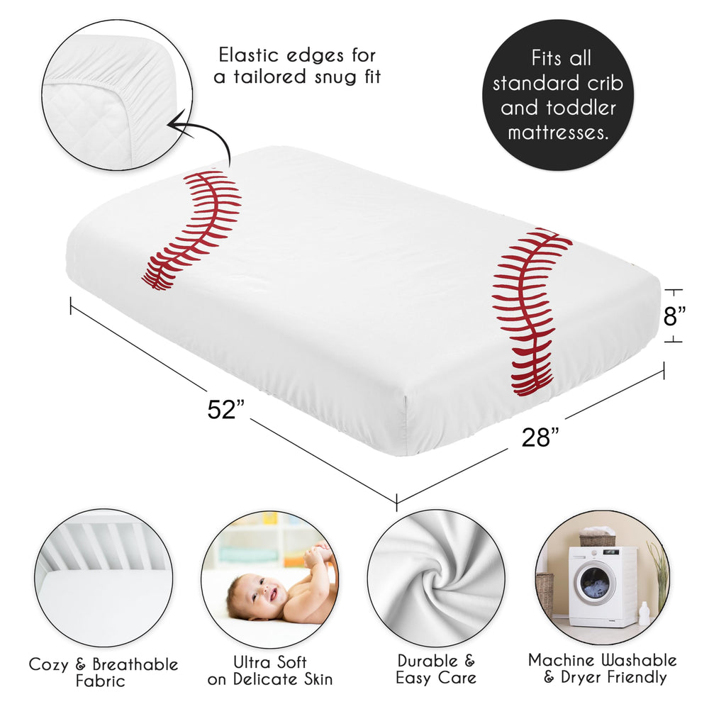 Sweet Jojo Designs elastic bottom edge demonstrates snug fit on standard cribs.