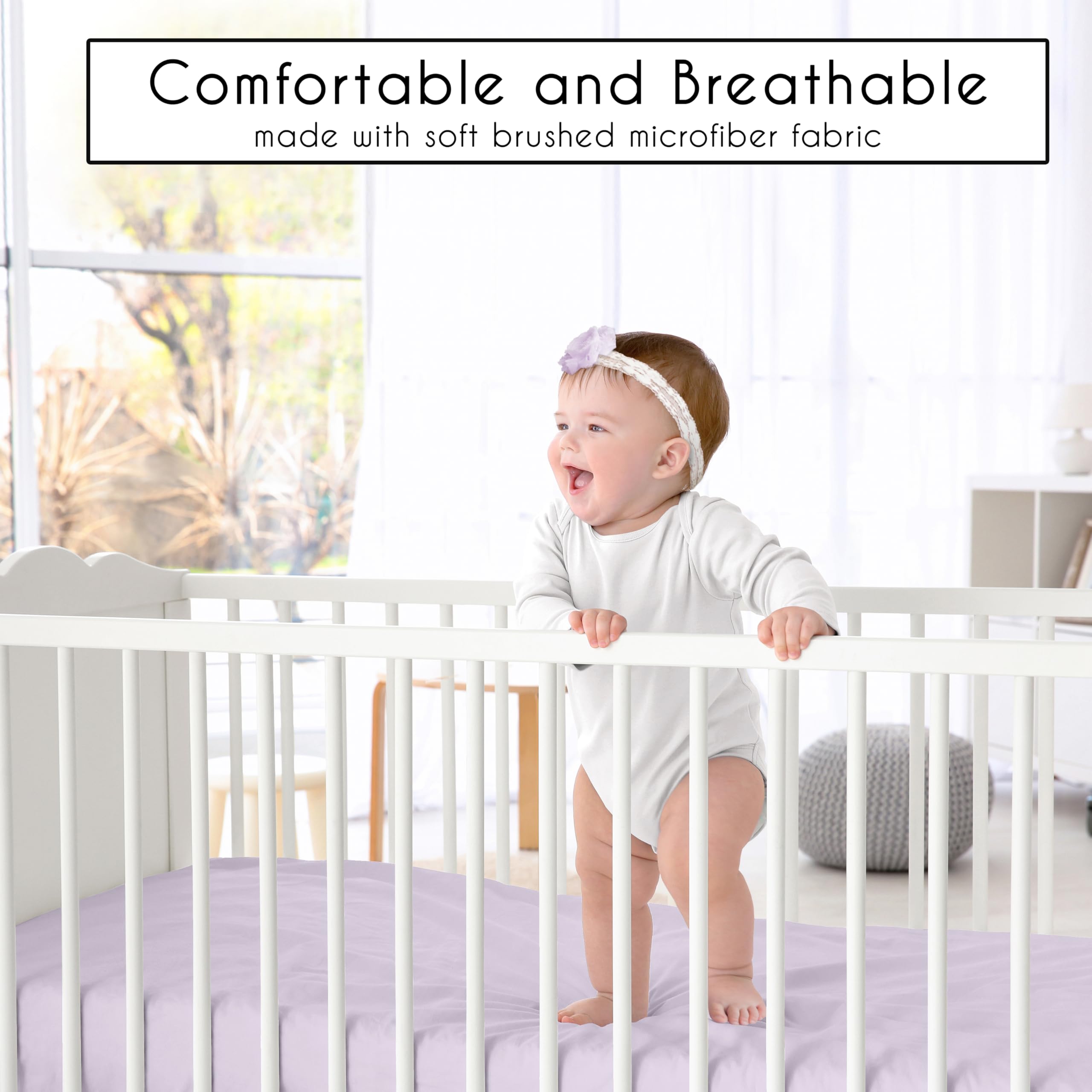 Sweet Jojo Designs crib sheet close-up shows elastic edge for secure fit