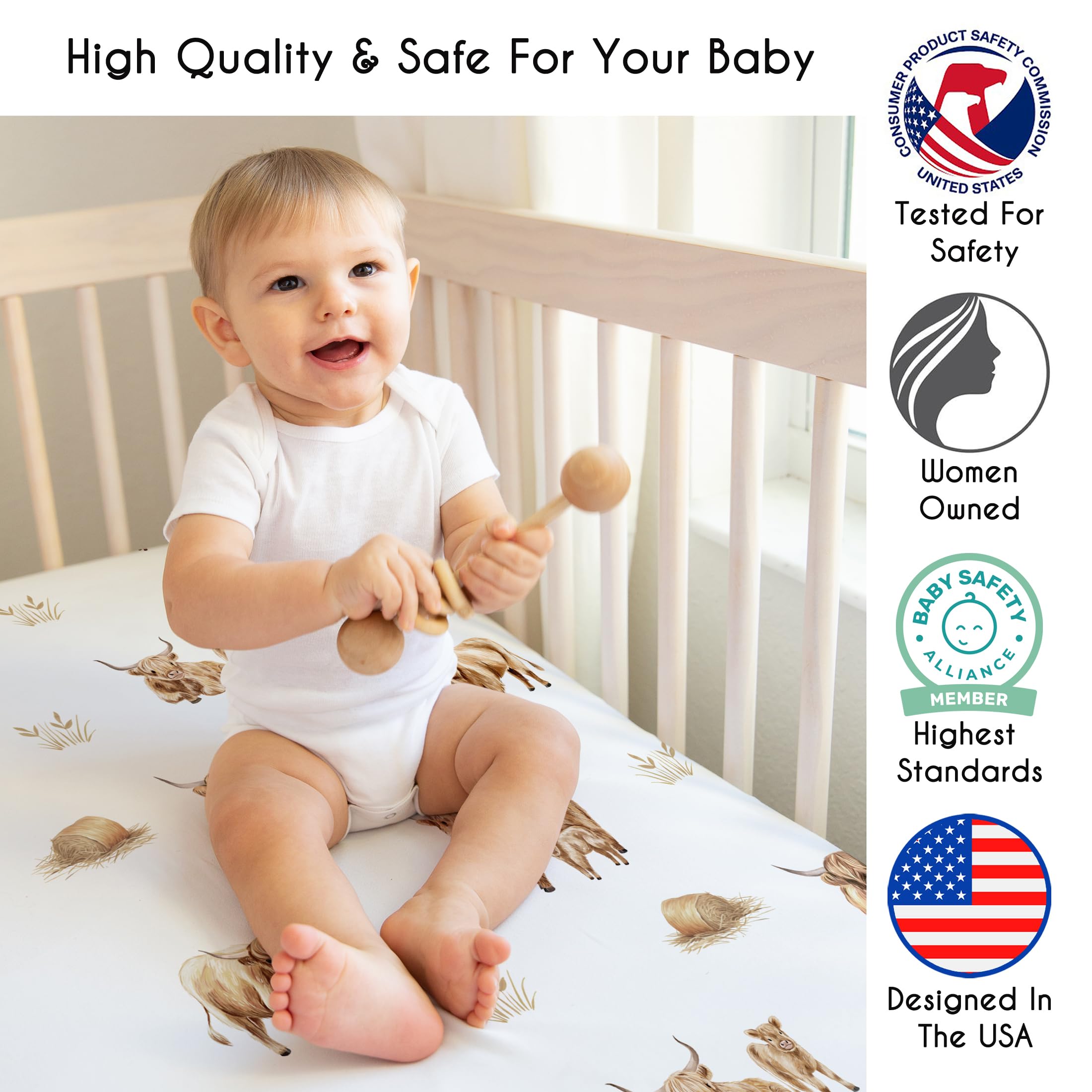 Sweet Jojo Designs soft brushed microfiber sheet feels gentle on baby’s skin.