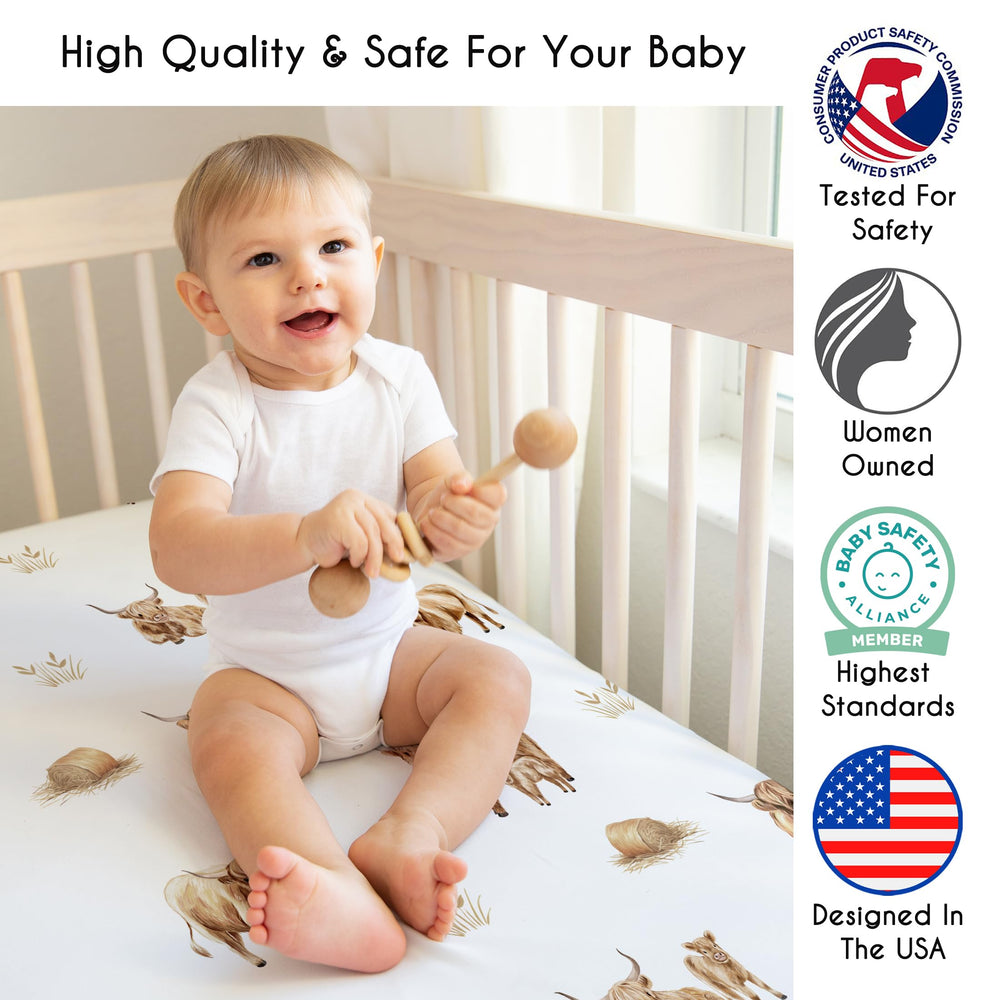 Sweet Jojo Designs soft brushed microfiber sheet feels gentle on baby’s skin.