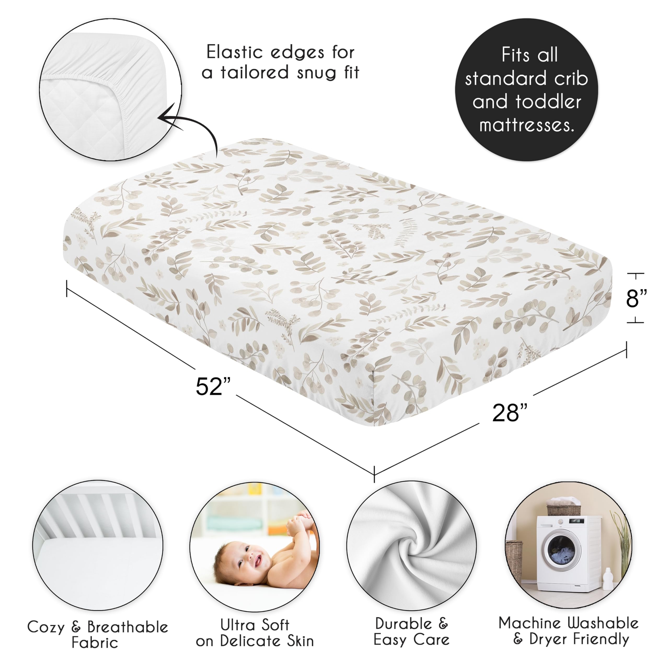 Sweet Jojo Designs brushed microfiber fabric feels gentle on baby’s skin